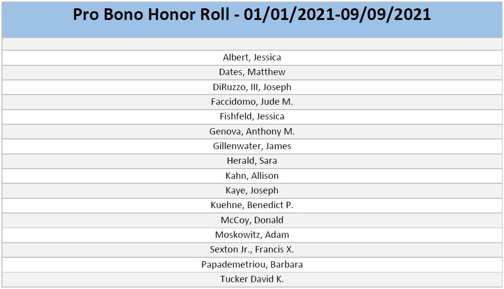 Pro Bono Honor Roll