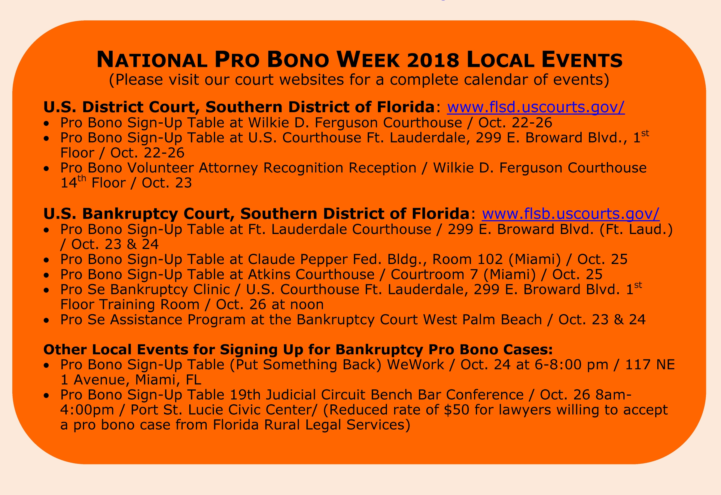 Pro Bono Week Events